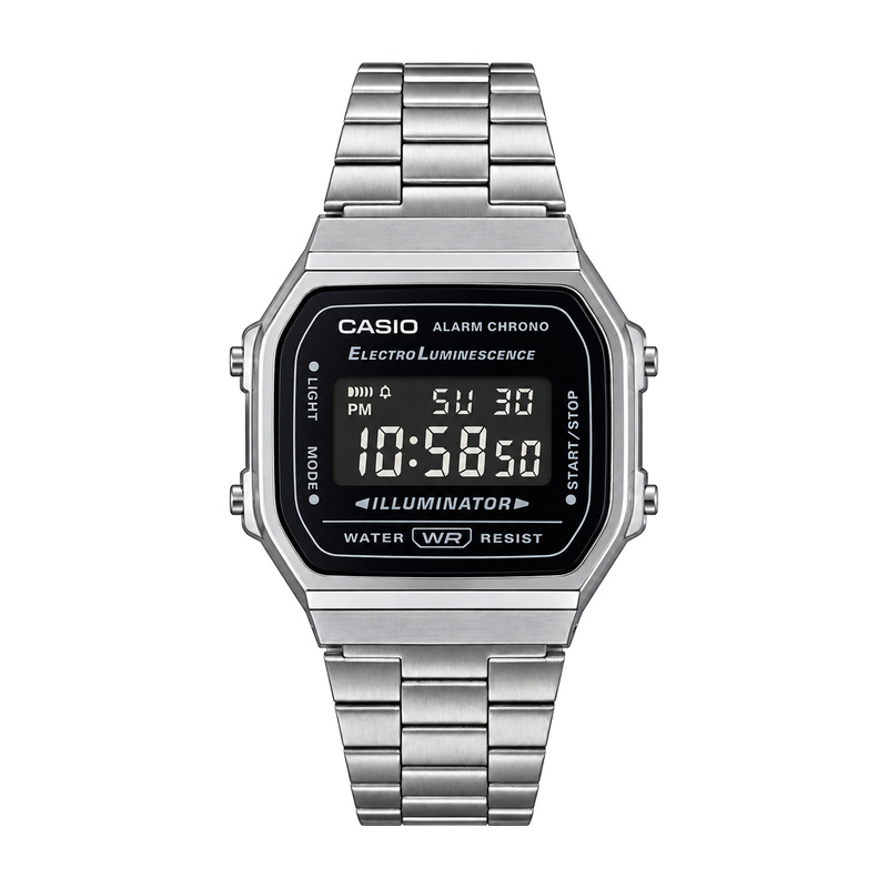 A168WGG-1B Vintage Watch (Silver/Black)